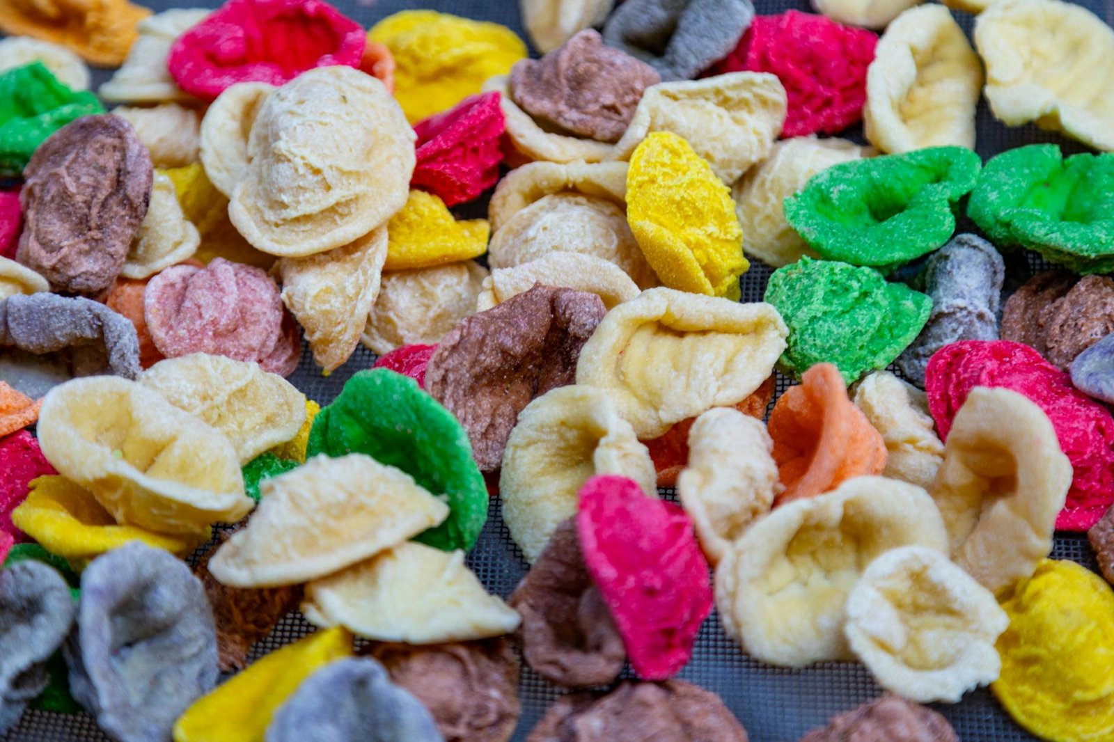 Vibrant assortment of traditional orecchiette pasta highlighting Italian culinary arts.