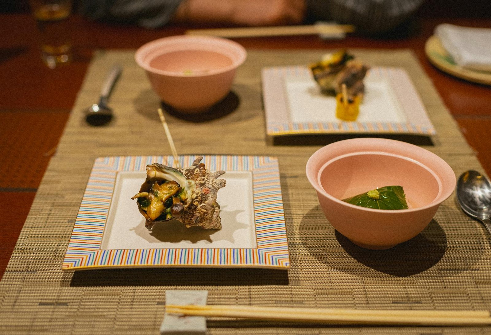 A gourmet Japanese meal featuring seafood in Kamogawa, Chiba.