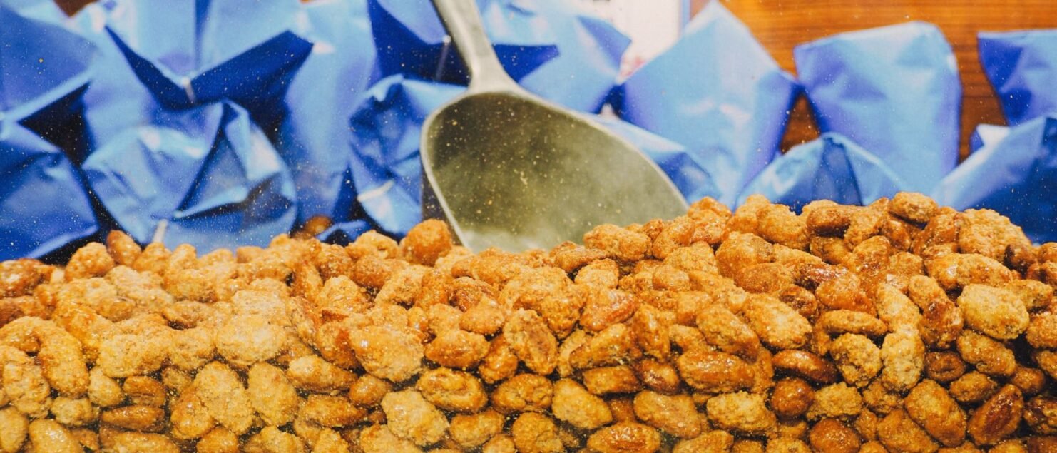 Sugared roasted almonds at a Christmas market stall