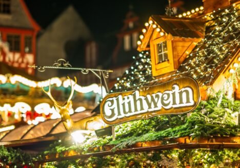 Gluhwein stall at a European Christmas market