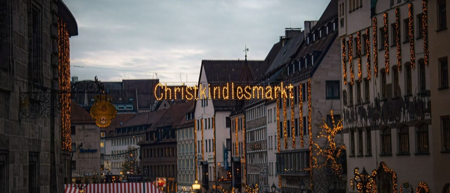 Christkindlesmarkt in Nuremberg in the evening